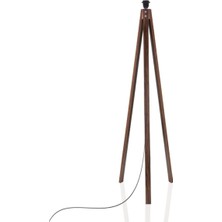 Normadia Şık Ahşap Tripod Lambader Ayağı, Üçlü Tasarım, Kahverengi