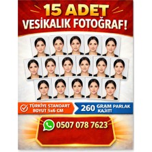 Rabsev 15 Adet Vesikalık Fotoğraf Baskı 5x6 cm | 260 Gram Parlak Kağıt