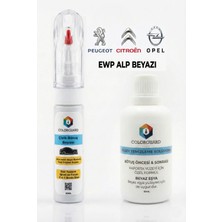 COLORGUARD Peugeot-Citröen-Opel EWP Alp Beyazı İğneli & Fırçalı Şişe Rötuş Boyası ve Yüzey Temizleme Solüsyonu Seti