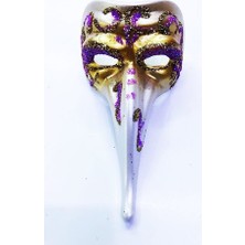 Tuncel Store Fuşya Renk Işlemeli Seramik Malzemeden Imal Venedik Uzun Maske Magnet