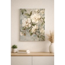 Artease Modern Beyaz Soft Çiçekler Kanvas Tablo