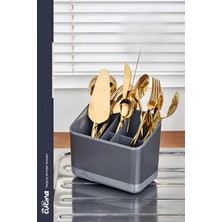 Stile Cucina Pratik Bölmeli Tezgah Üstü Kaşık Çatal Bıçak Kurutmalık Gri