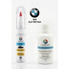 COLORGUARD Bmw 300 Alp Beyazı İğneli & Fırçalı Şişe Rötuş Boyası ve Yüzey Temizleme Solüsyonu Seti