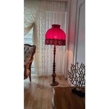 Normadia Kırmızı Ayışığı Abajur Şapka, Ahşap Ayaklı Şık Tasarım