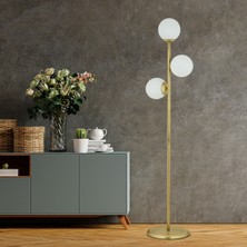 Normadia Modern Zambak 3’lü Eskitme Beyaz Camlı Metal Lambader