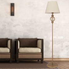 Normadia Modern Beyaz Şapkalı Eskitme Metal Abajur, Ayaklı Lamba