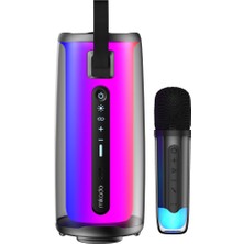 Pazarcan MD-17BT Capella 10W Taşınabilir Usb/aux/bt/tf Rgb Işıklı Transparan 1800MAH Mikrofon Karaoke