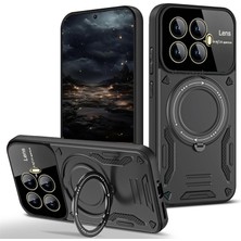 M.TK Moveteck Xiaomi Mi 15T Pro Kılıf Magsafe Dönebilen Halkalı Standlı Gold Detaylı Tam Kamera Lensli Korumalı Military Tank Kapak