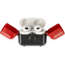 Marsilyan Airpods 3 (3.nesil) Basmalı Kılıf - Siyah-Kırmızı