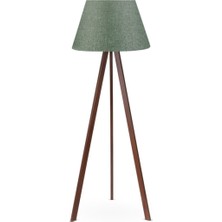 Normadia Tripod Ayaklı Ahşap Gövdeli Haki Lambader, Yeşil AAG-832