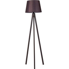Normadia Şık 3 Ayaklı Tripod Lambader, Konik Kumaş Abajur, Kahve Ceviz Rengi