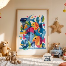 Persona Istanbul Artificial Collection "renkli Okyanus Masalı" - Geometrik Balıklar Posteri (Çerçevesiz)