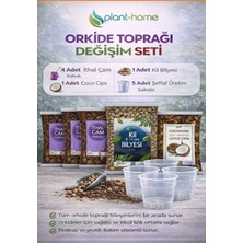 Orkide Toprağı Değişim Seti - Ithal Çam Kabuğu, Coco Cips, Kil Bilyesi ve Şeffaf Saksı Seti