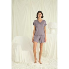 MOTTO10 Butik Kısa Kollu Dantelli V Yaka Şort Takımı