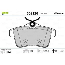 Valeo Mllzngzr Arka Balata P308 1.6gti 010 P3008 1.6VTI-1.6THP-1.6HDI-2.0HDI 09 P5008 1.6 16V-1.6HDI-2.0HDI 09 Fte Kirmizi Kutu