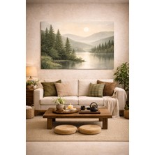 Artease Modern Dekoratif Nehir ve Çam Ağaçları Kanvas Tablo