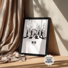 Persona Istanbul "tokyo Manga Crossing" - Siyah Beyaz Şehir Posteri (Çerçevesiz)