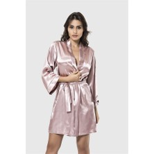 Red Womans Vizon Kısa Saten Sabahlık