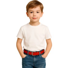 Çantachım Çocuk Kemer Deri Kot ve Kumaş Pantolon Kırmızı