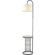 Normadia Siyah Mermer ve Ahşap Detaylı Modern Sehpa Lambader Seti