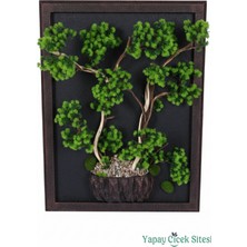 Yapay Çiçek Sitesi Premium Bonsai Ağacı Temalı 3 Boyutlu Duvar Tablosu El Yapımı 60X80 cm