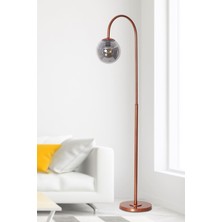 Normadia Modern Bakır Metal ve Füme Camlı Lüks Yerden Aydınlatma Lambader