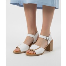 Ender Iç Dış %100 Hakiki Deri Kalın Topuklu Kadın Sandalet