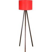 Normadia Kırmızı ve Kahverengi Tripod Lambader, Şık Yuvarlak Abajur, Modern Tasarım