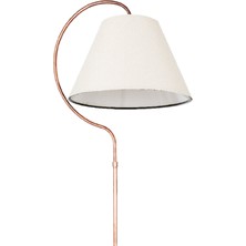 Normadia Elips Siyah Bakır Patine Krem Kumaş Ayaklı Salon Lambası