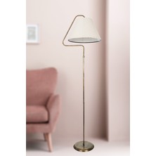 Normadia Şık Tek Ayaklı Siyah Sarı Patine Krem Kumaş Salon Lambası