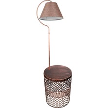 Normadia Şehpa Elips Siyah Bakır Lambader, Gülkurusu Kumaş Şapka, Metal Gövde