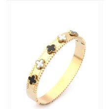 Axxion Doğal Taş Süslemeli 14K Altın Kaplama Çok Şık Bileklik