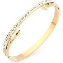 Axxion Zirkon Taş Süslemeli Çok Şık Bileklik 14K Altın Kaplama