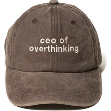 Nome Studio Nakışlı Şapka Pamuk Kumaşlı ve Yazı Nakışlı Şapka Ceo Of Overthinking Sloganlı Şapka Günlük Tarz