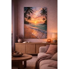 Artease Tropikal Plajda Günbatımı Kanvas Tablo