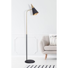 Normadia Modern Sarı-Siyah Metal Gövde Lüx Yerden Aydınlatma Lambader