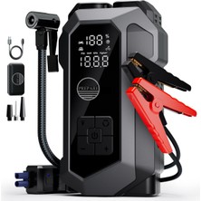 Prepare Akü Takviye Cihazı ve Lastik Hava Kompresörü Uyarı Işıklı ve Powerbanklı 16.000 Mah Akım Korumalı