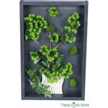 Yapay Çiçek Sitesi Premium Bonsai Ağacı Temalı 3 Boyutlu Duvar Tablosu El Yapımı 35X55 cm