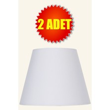 Normadia Beyaz Konik Lambader Başlığı, 2 Adet, Kumaş, Çap 35 Cm, Şık Tasarım