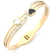 Axxion Zirkon Taş Süslemeli 14K Altın Kaplama Çok Şık Bileklik