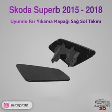 AutoPit 3D Skoda Superb 2015 - 2018 Far Yıkama Kapağı Sağ Sol Takım