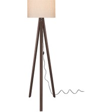 Normadia Şık Silindir Kumaş Başlık ve 3 Ayaklı Bej Kahve Lambader LY687