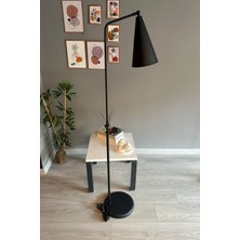 Normadia Siyah Düz Hareketli Lambader, Modern Metal Tasarım, Oturma ve Çalışma Odası Dekoru