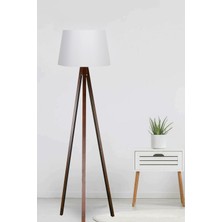 Normadia Modern 3 Ayaklı Ahşap Abajur, Konik Kumaş Tasarım, Şık ve Şık Aydınlatma