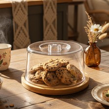 Snippy Lumy - Bambu Mini Boy Kek Fanusu Mika Kapaklı 18 cm Kek Pasta Saklama Kabı Sunumluk