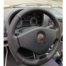 Hasbay Dikişli Direksiyon Kılıfı Siyah / Nokta Deri Gri Dikişli F.ia.t Albea Için