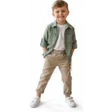 Butik Erkek Çocuk 3'lü Gömlekli Alt - Üst Takım Pamuklu