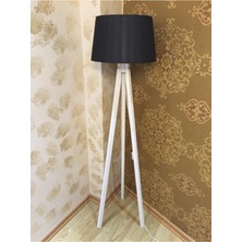 Normadia Şık Tripod Ayaklı Lambader, Ahşap ve Kumaş Detaylarıyla Modern Tasarım