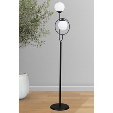 Normadia Modern Siyah Metal Lambader, Beyaz Cam Detaylı, Şık ve Fonksiyonel Tasarım