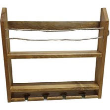 Ahsap Craft Rustik Ahşap Şaraplık Halatlı Içki Barı Standı